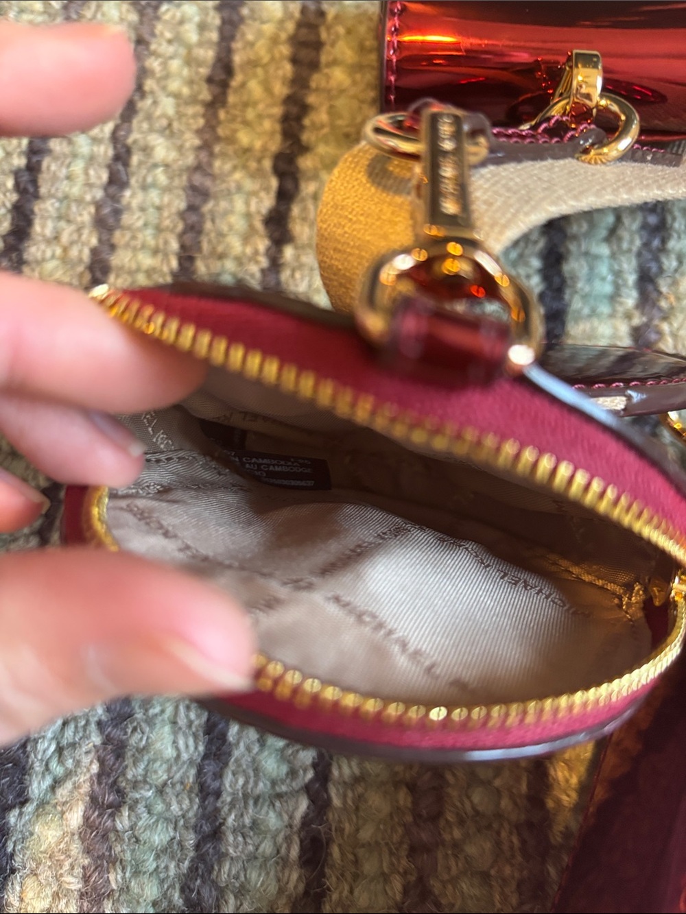 Michael Kors Women's Metallic Burgundy Crossbody Bag with Coin Pouch - Picture 5 of 11